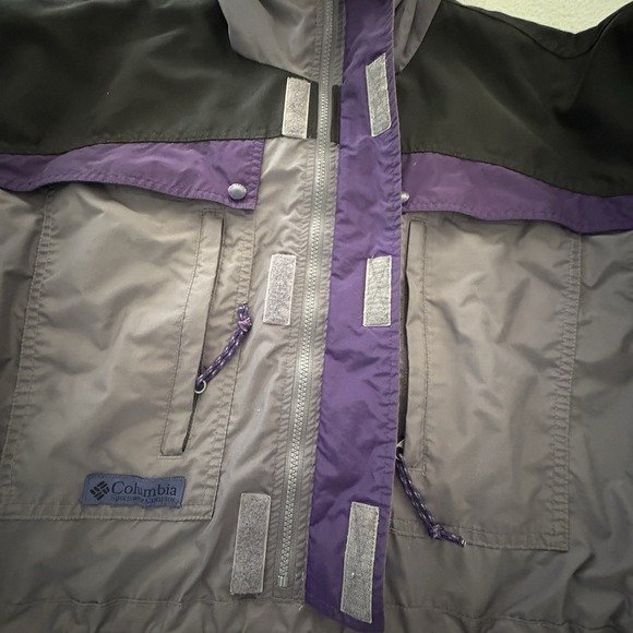VTG Columbia Sportswear CO Anorak Pullover Jacket Large Gray Purple Black Hood - Picture 11 of 16